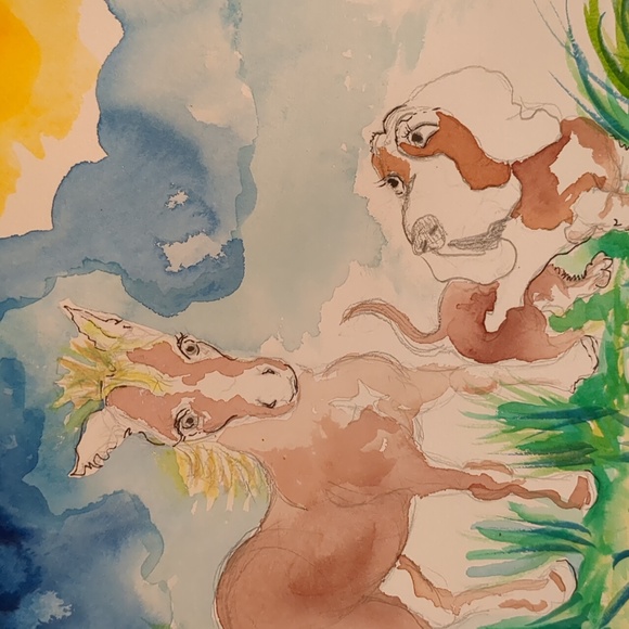 Hand signed original watercolor painting "New Colt" - Picture 4 of 7